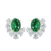 Diamonds Direct Earrings | Oval Emerald And Pear Shape Diamond Stud Earrings