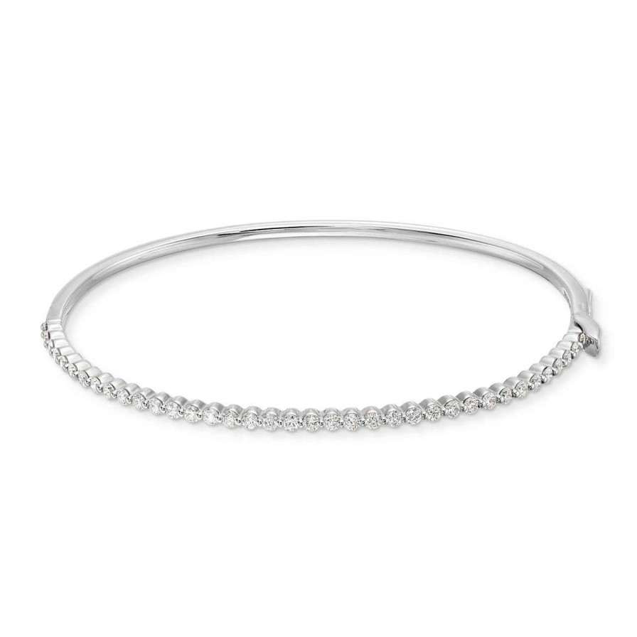 Diamonds Direct Bracelets | Floating Diamond Bangle White Gold 14K