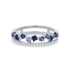 Diamonds Direct Women'S Bands | Two Row Scatter Sapphire And Diamond Wedding Band By Uneek White Gold 14K