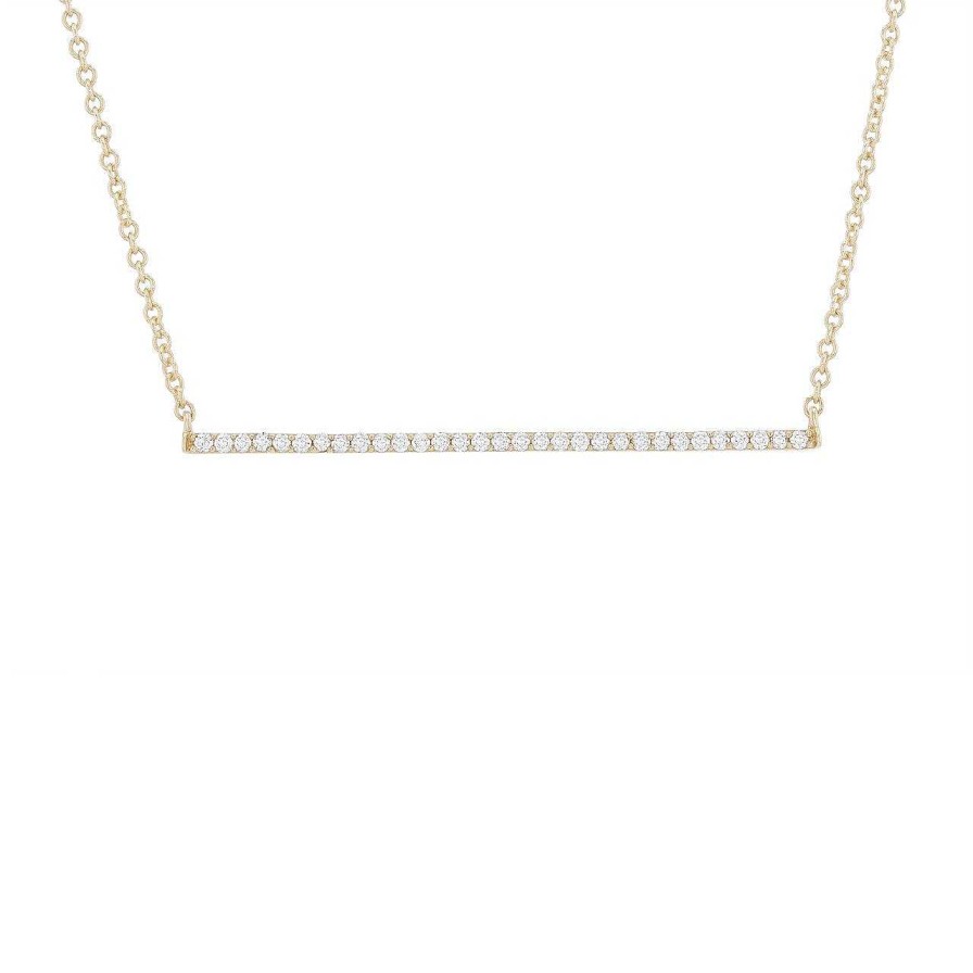 Diamonds Direct Necklaces & Pendants | Long Diamond Bar Pendant Yellow Gold 14K