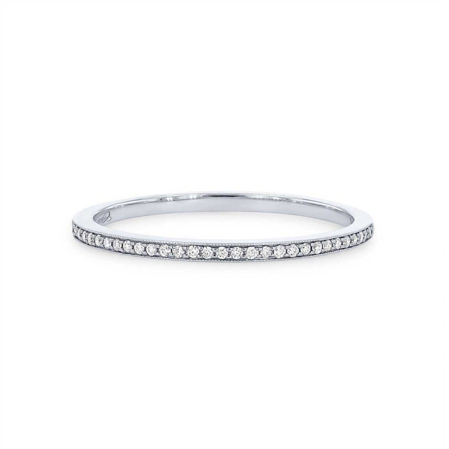 Diamonds Direct Women'S Bands | Beadset Milgrain Wedding Band By Classique White Gold 14K