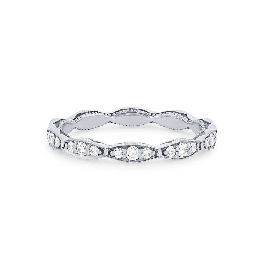 Diamonds Direct Women'S Bands | Tacori Sculpted Crescent Eternity Band White Gold 18K