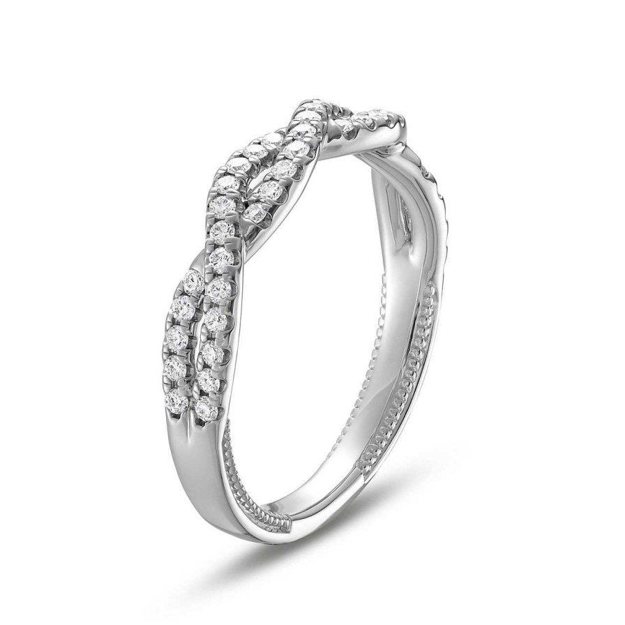 Diamonds Direct Women'S Bands | Verragio Renaissance Twist Wedding Band White Gold 14K