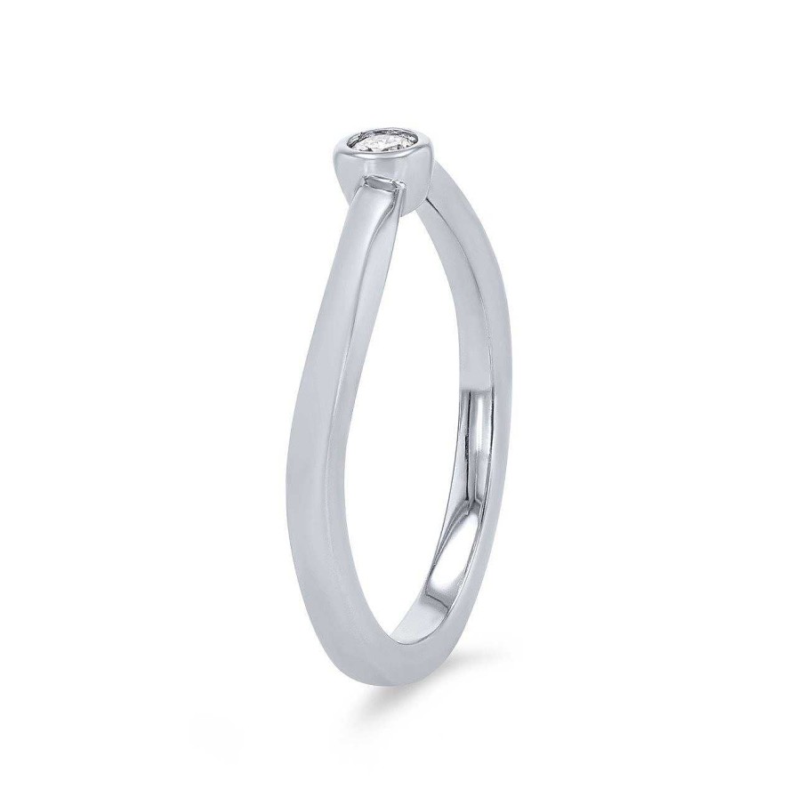 Diamonds Direct Women'S Bands | Bezel Single Diamond Wedding Band By Novell White Gold 14K