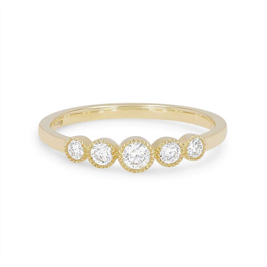 Diamonds Direct Women'S Bands | Graduated Diamond Bezel Milgrain Band By Royal Yellow Gold 14K