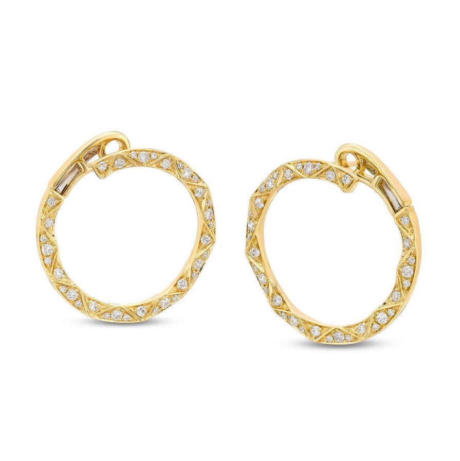 Diamonds Direct Earrings | Geometric Diamond Circle Hoop Earrings