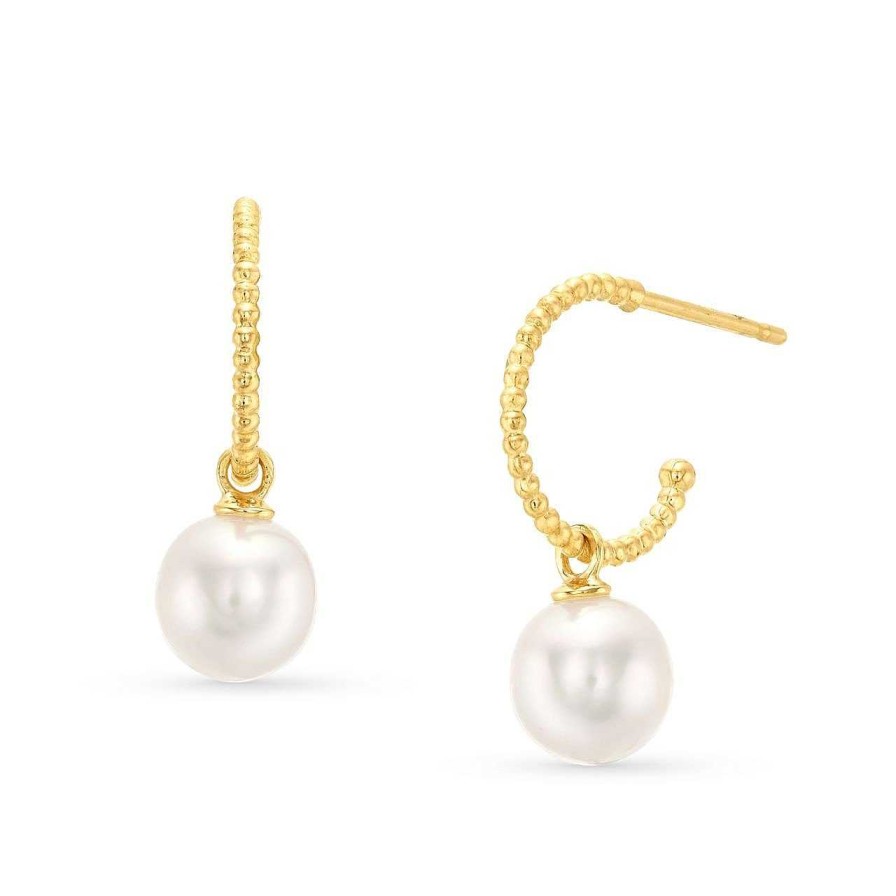 Diamonds Direct Earrings | Freshwater Pearl Open Hoop Earrings