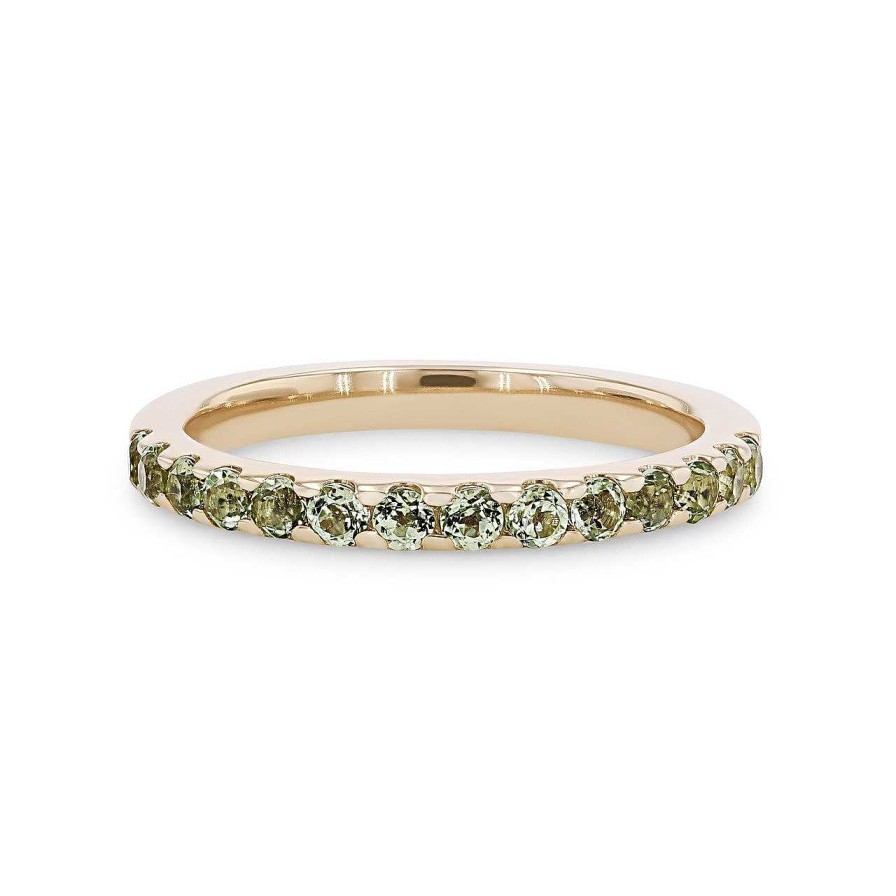 Diamonds Direct Women'S Bands | Peridot Wedding Band Yellow Gold 14K