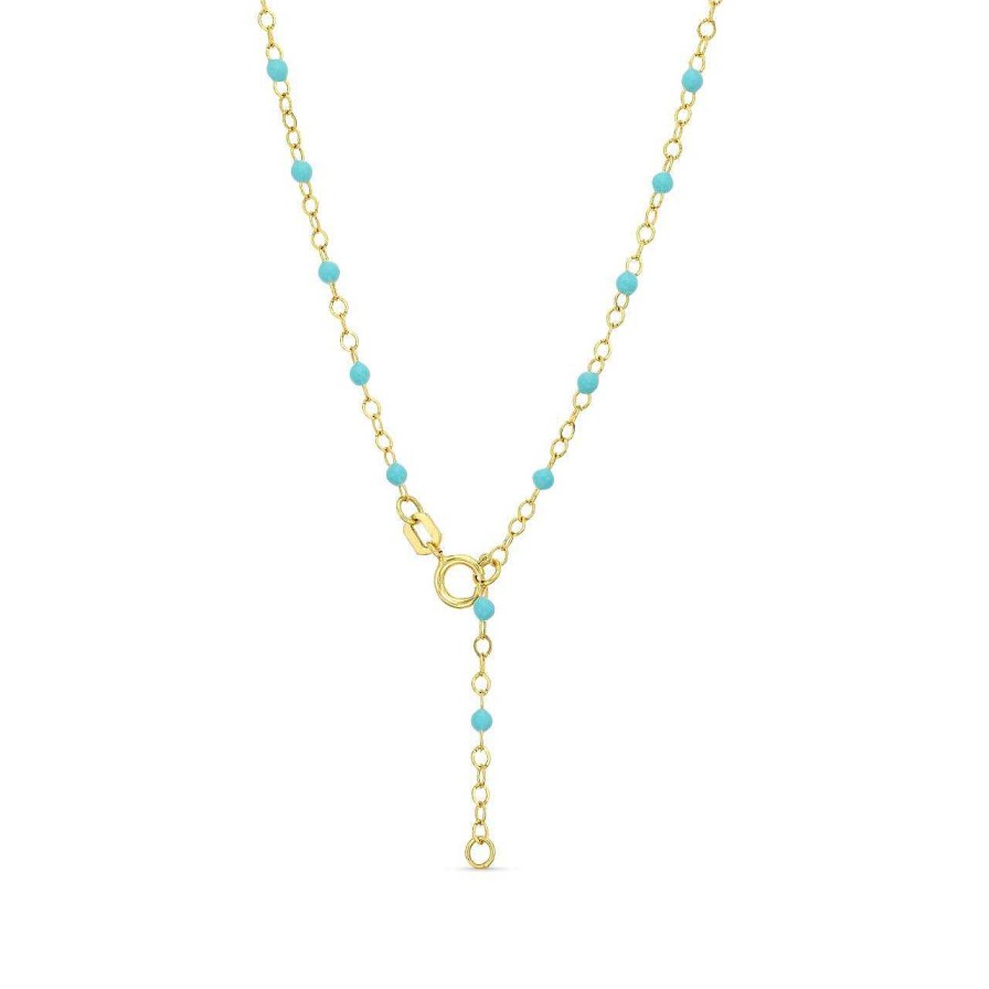 Diamonds Direct Necklaces & Pendants | Turquoise Enamel Accent Station Necklace