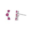 Diamonds Direct Earrings | Ruby And Diamond Contour Stud Earrings White Gold 14K