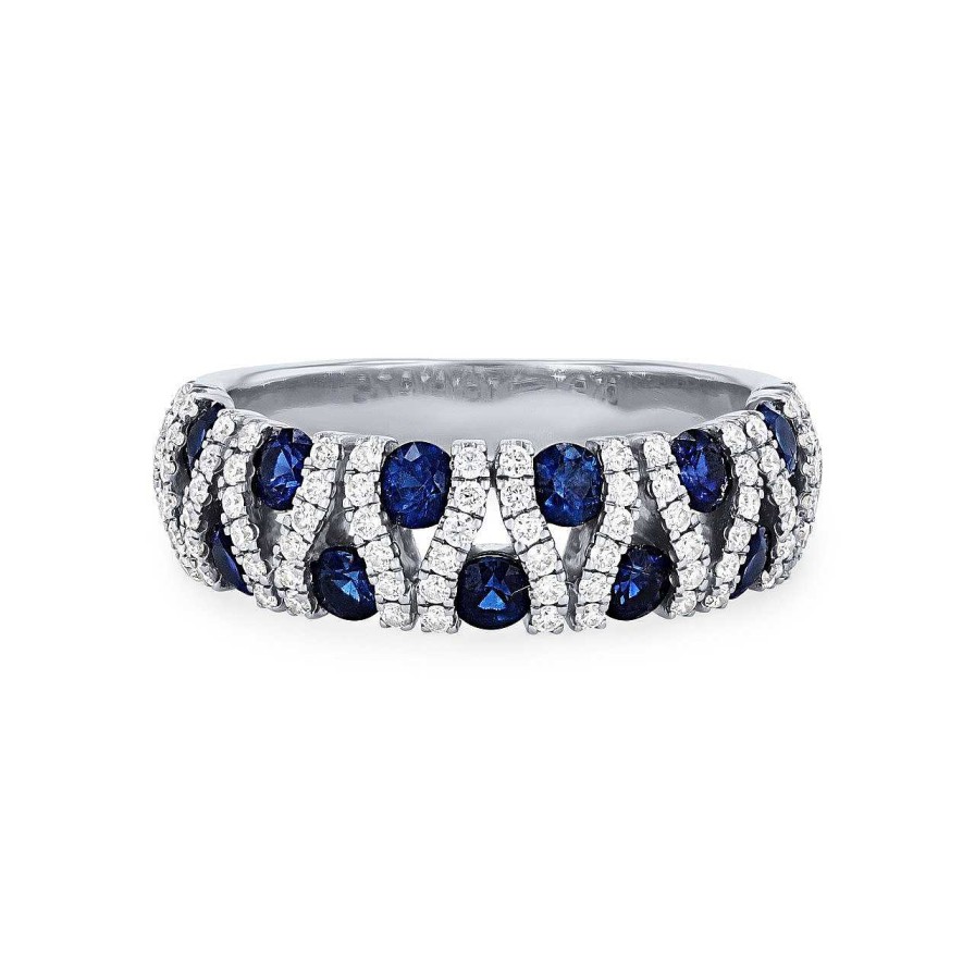 Diamonds Direct Fashion Rings | Offset Sapphire And Diamond Ring