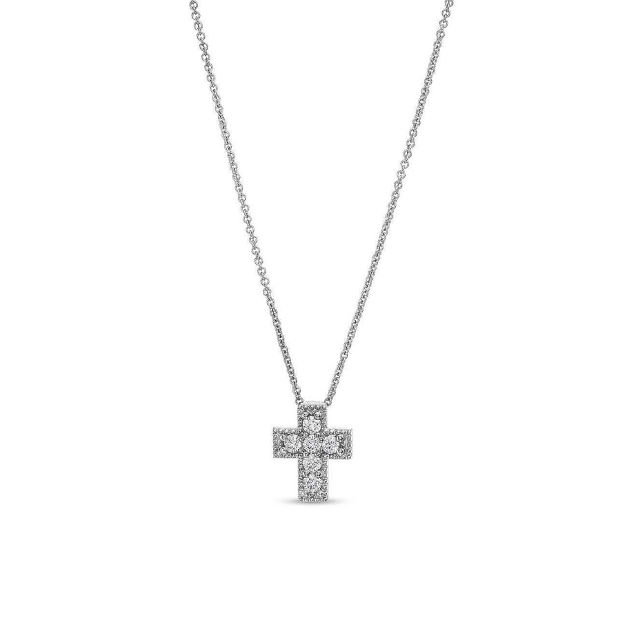 Diamonds Direct Necklaces & Pendants | Verragio Small Diamond Box Cross Pendant