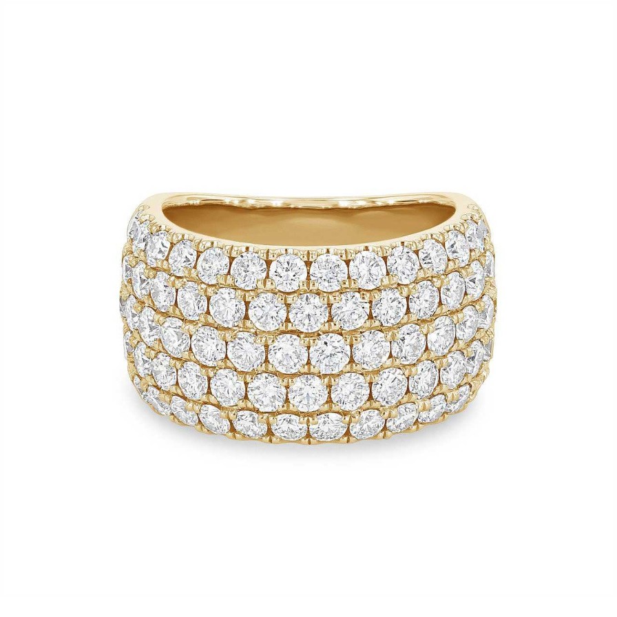 Diamonds Direct Fashion Rings | Five-Row Diamond Pave Band Yellow Gold 14K