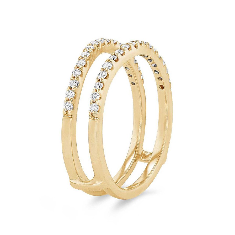 Diamonds Direct Women'S Bands | Diamond Contour Ring Guard By True Romance Yellow Gold 14K