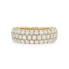 Diamonds Direct Fashion Rings | Three Row Diamond Pave Band Yellow Gold 14K