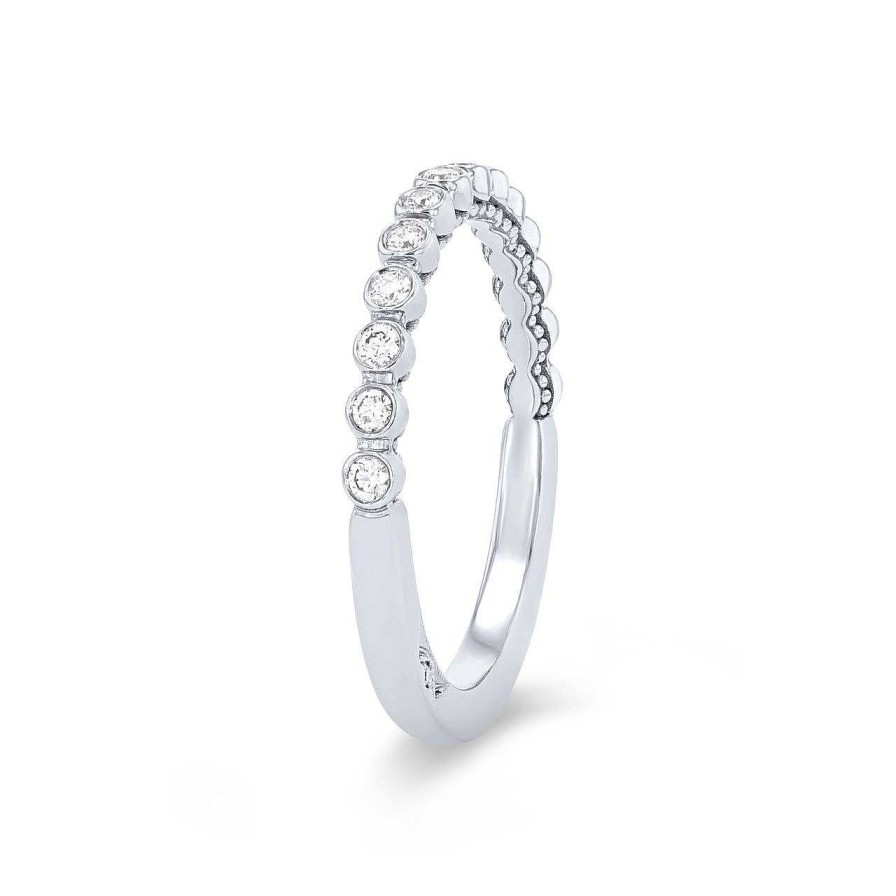 Diamonds Direct Women'S Bands | Tacori Sculpted Crescent Bezel Band White Gold 18K