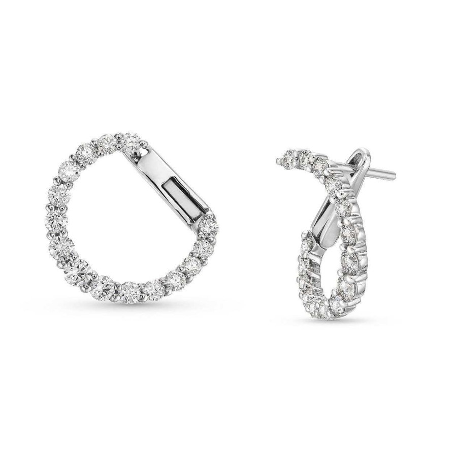 Diamonds Direct Earrings | Diamond Curved Swirl Stud Earrings White Gold 14K