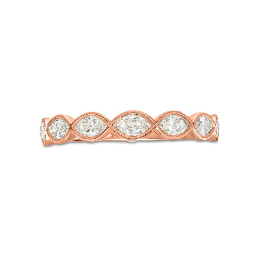 Diamonds Direct Women'S Bands | Bezel Marquise Diamond Wedding Band By A. Jaffe Rose Gold 14K