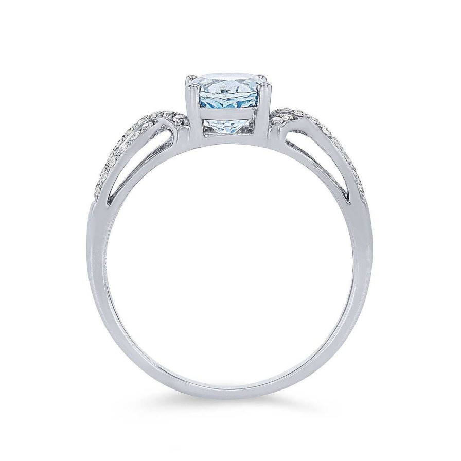 Diamonds Direct Fashion Rings | Aquamarine And Diamond Twist Ring