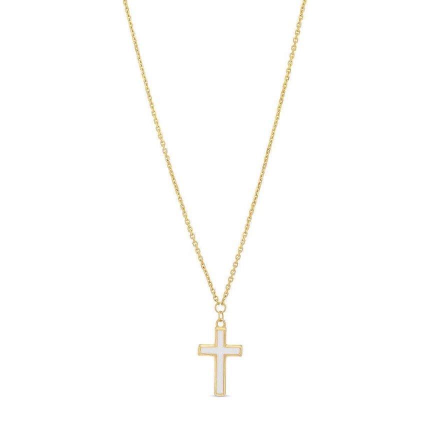 Diamonds Direct Necklaces & Pendants | White Enamel Cross Pendant