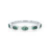 Diamonds Direct Women'S Bands | Diamond And Emerald Milgrain Band Yellow Gold 14K