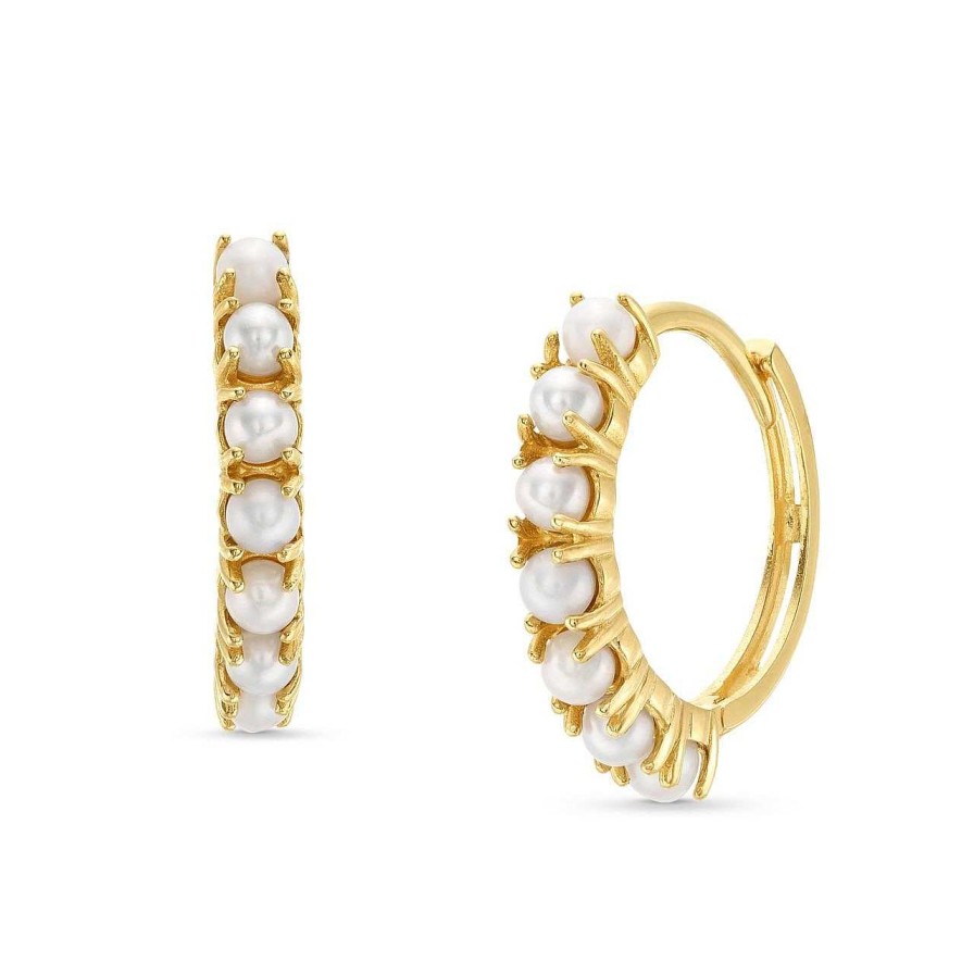 Diamonds Direct Earrings | Freshwater Pearl Huggie Hoop Earrings