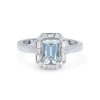 Diamonds Direct Fashion Rings | Aquamarine And Mixed Diamond Halo Ring White Gold 14K