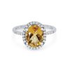 Diamonds Direct Fashion Rings | Citrine And Diamond Oval Halo Ring Yellow Gold 14K