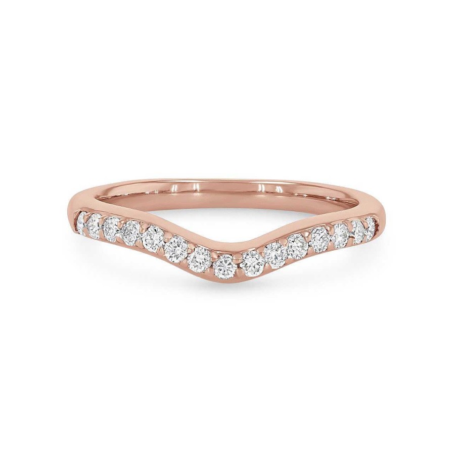 Diamonds Direct Women'S Bands | Contour Diamond Wedding Band By True Romance Rose Gold 14K