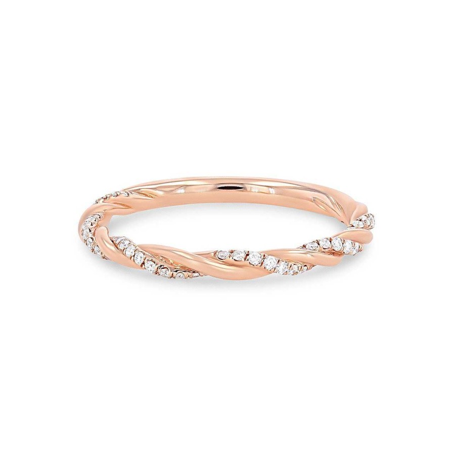 Diamonds Direct Women'S Bands | Rope Twist Half Diamond Wedding Band By Sylvie Yellow Gold 14K