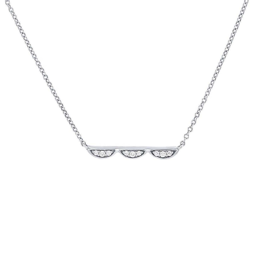 Diamonds Direct Necklaces & Pendants | White Gold Tacori Diamond Scallop Bar Pendant