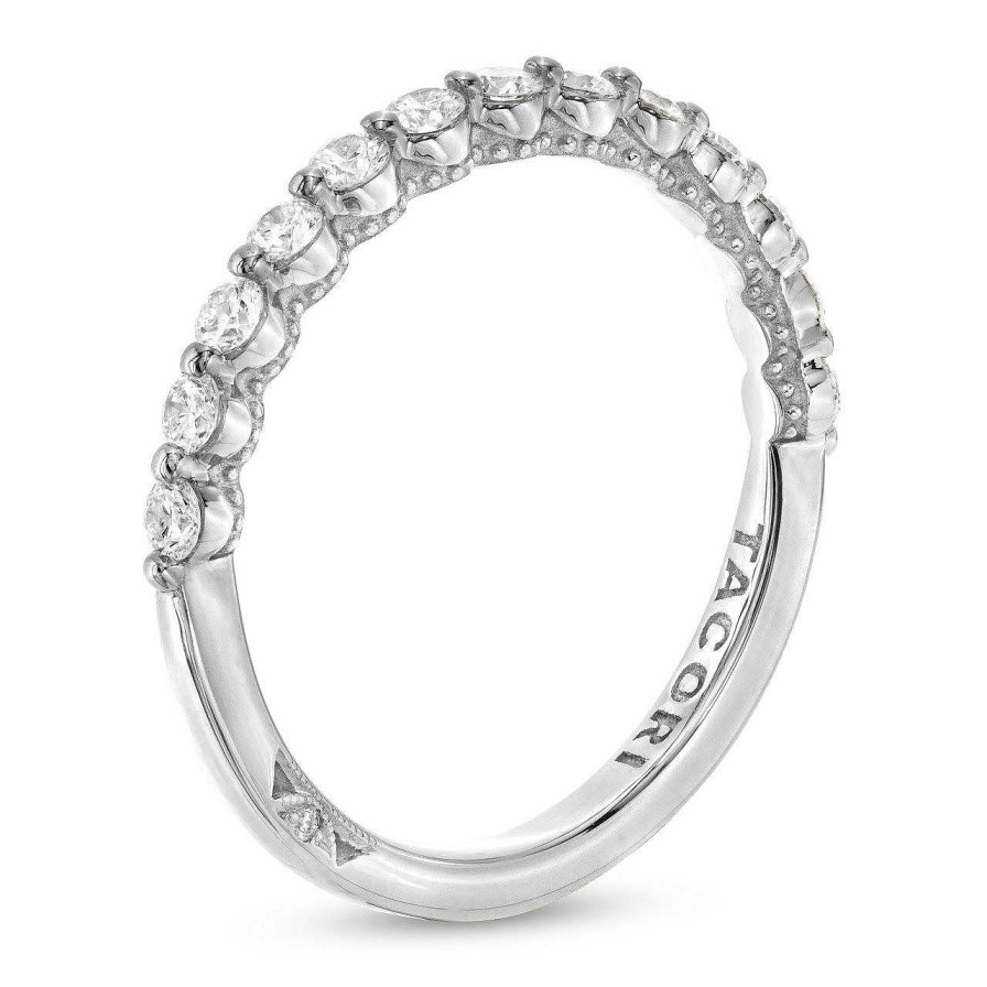 Diamonds Direct Women'S Bands | Tacori Sculpted Crescent Single Prong Wedding Band White Gold 18K