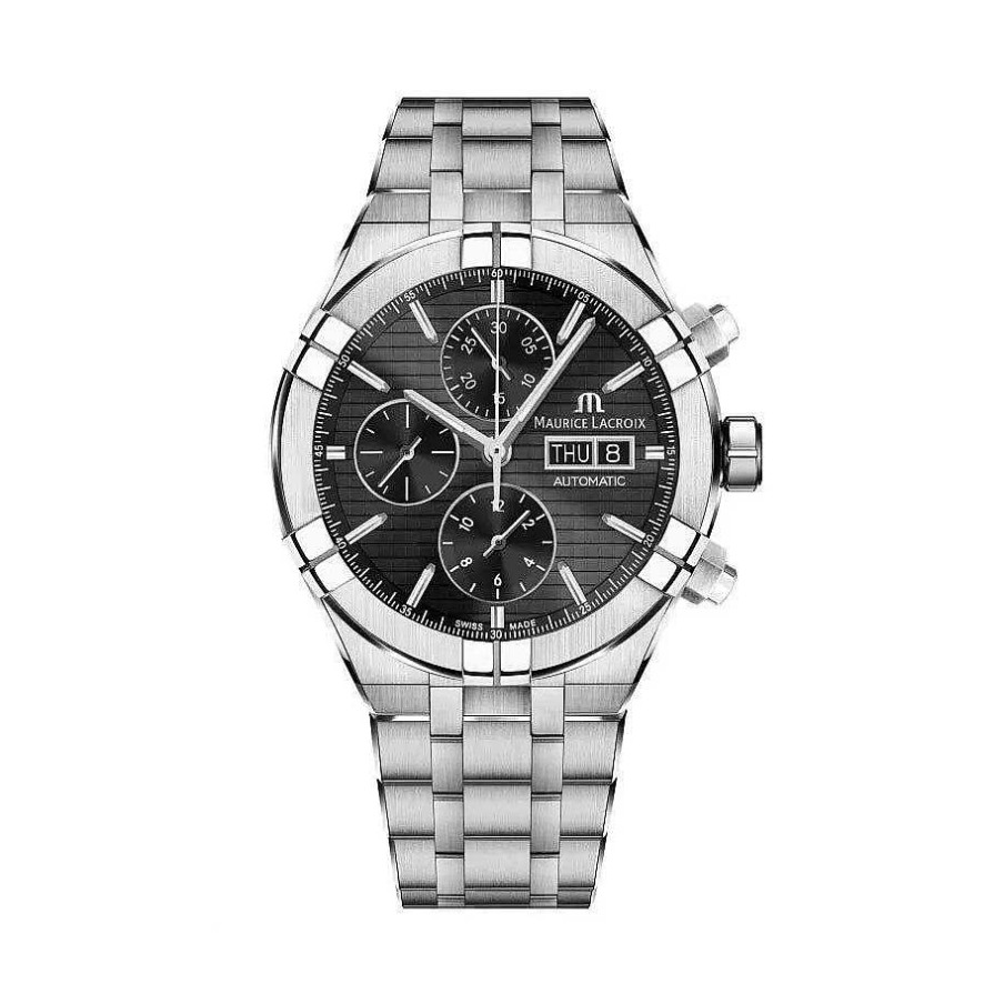 Diamonds Direct Men'S Watches | Maurice Lacroix Stainless Steel Aikon Automatic Chronograph 44Mm