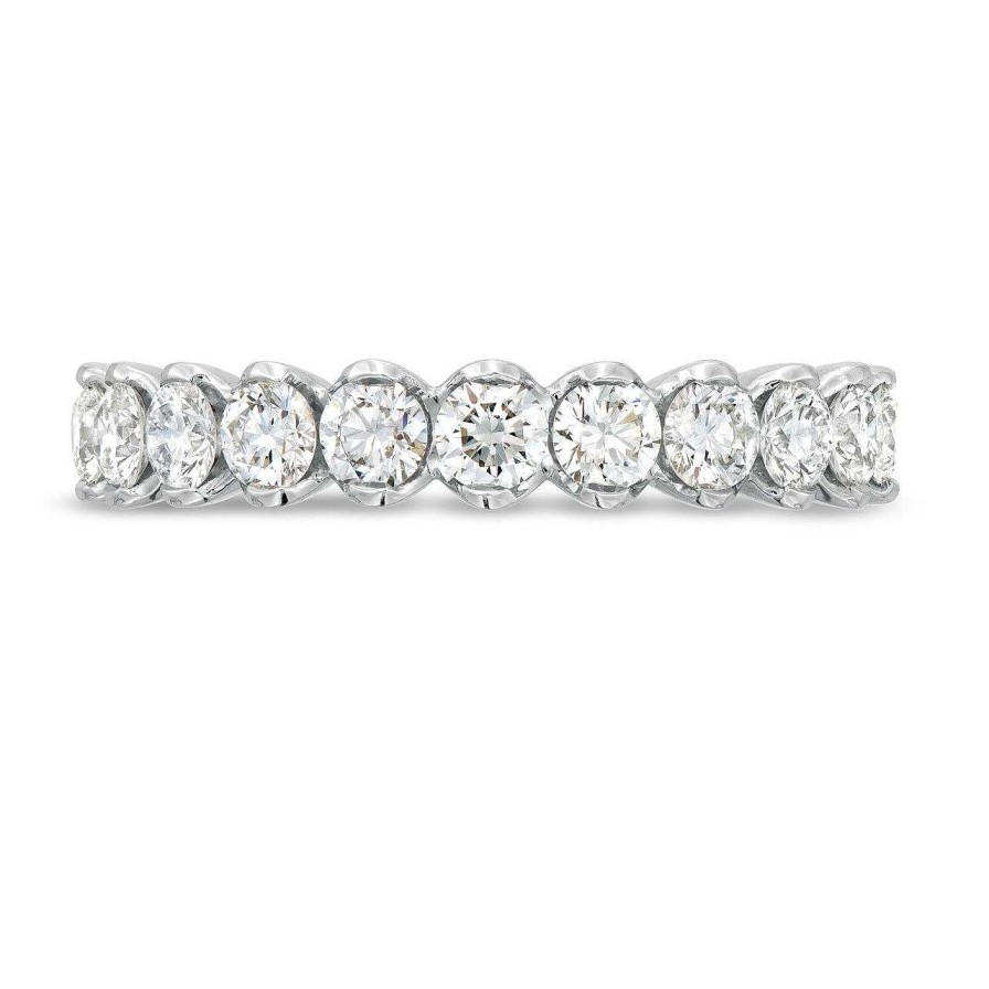 Diamonds Direct Women'S Bands | Simon G. Modern Prong Diamond Wedding Band White Gold 18K