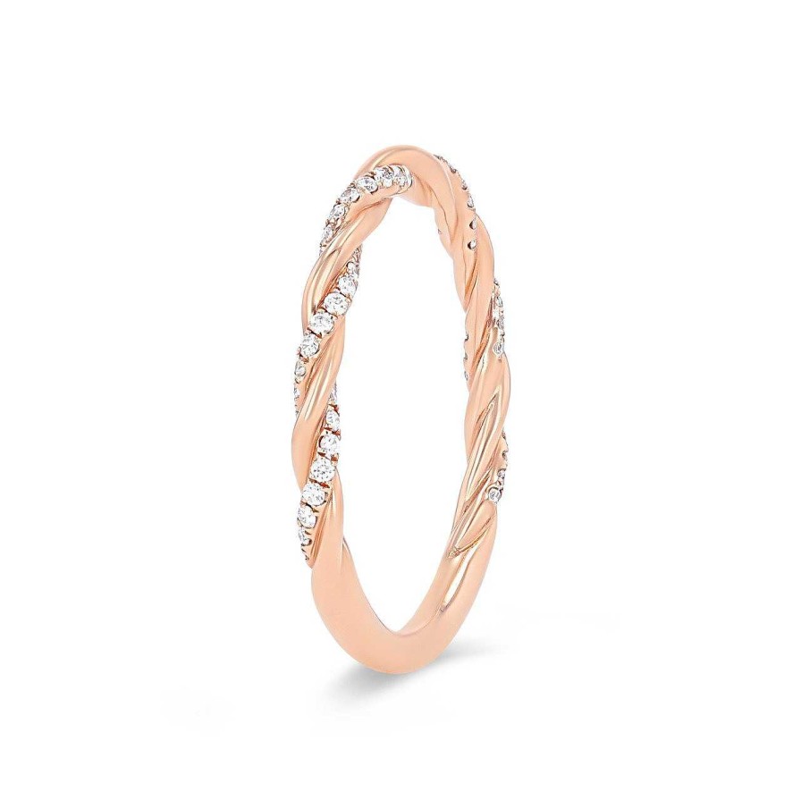 Diamonds Direct Women'S Bands | Rope Twist Half Diamond Wedding Band By Sylvie Yellow Gold 14K