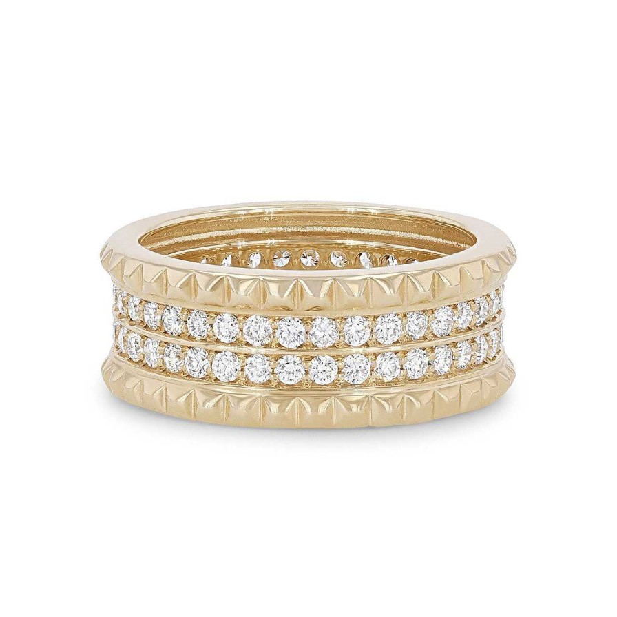 Diamonds Direct Fashion Rings | Michael M. Tetra Double Pave Band Yellow Gold 14K