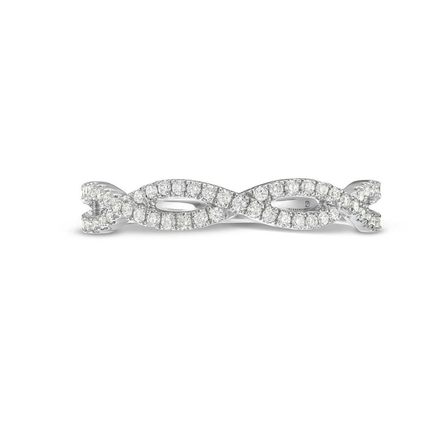 Diamonds Direct Women'S Bands | Petite Open Twist Full Diamond Wedding Band By Diamonds Direct Designs White Gold 14K