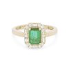 Diamonds Direct Fashion Rings | Emerald And Mixed Diamond Halo Ring Yellow Gold 14K