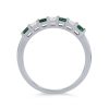 Diamonds Direct Women'S Bands | Alternating Emerald And Diamond Wedding Band By Classique White Gold 14K