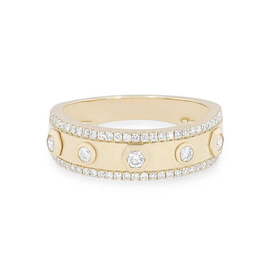 Diamonds Direct Fashion Rings | Diamond Border Bezel Ring Yellow Gold 14K