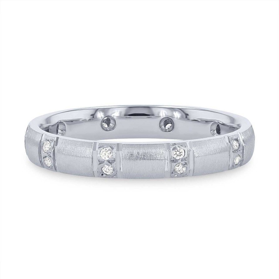 Diamonds Direct Women'S Bands | Matte Scatter Diamond 3Mm Eternity Band By Novell White Gold 14K