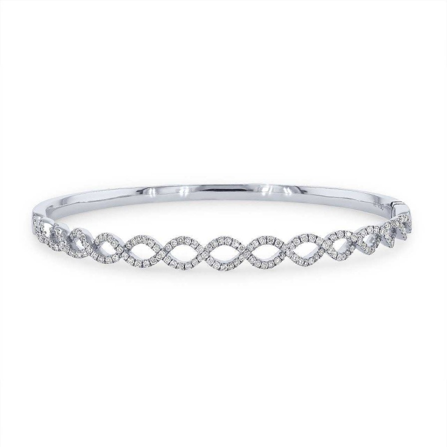 Diamonds Direct Bracelets | Twist Diamond Bangle White Gold 14K