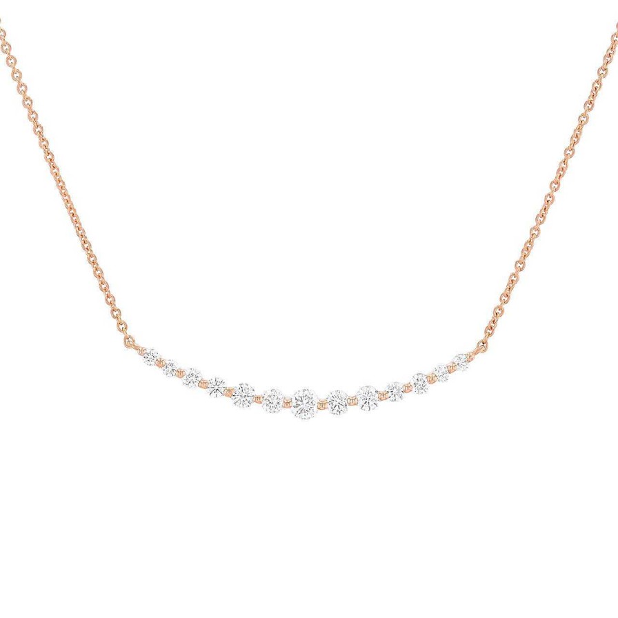 Diamonds Direct Necklaces & Pendants | Single Prong Diamond Bar Pendant Rose Gold 14K