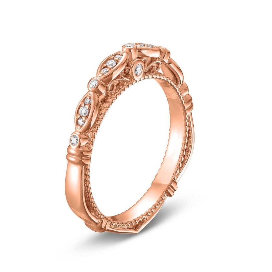 Diamonds Direct Women'S Bands | Verragio Parisian Scalloped Wedding Band Rose Gold 14K