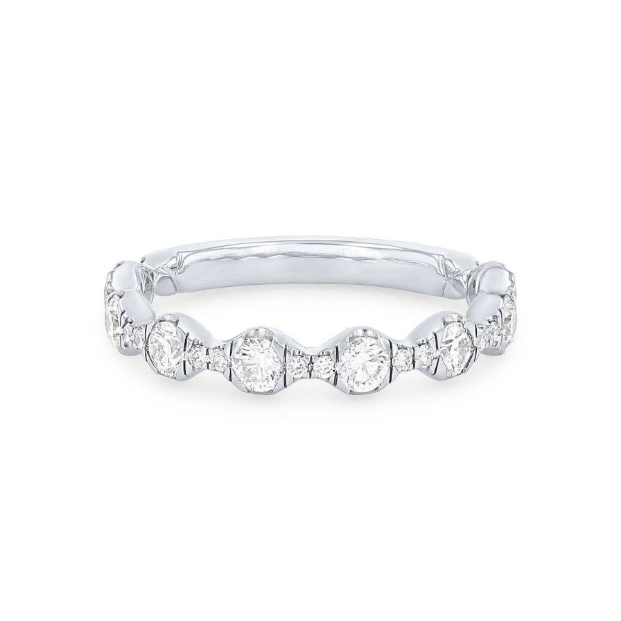 Diamonds Direct Women'S Bands | Alternating Diamond Wedding Band By A. Jaffe White Gold 14K