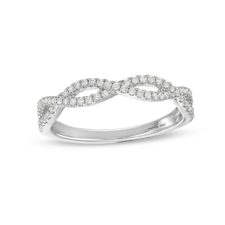 Diamonds Direct Women'S Bands | Petite Open Twist Full Diamond Wedding Band By Diamonds Direct Designs White Gold 14K