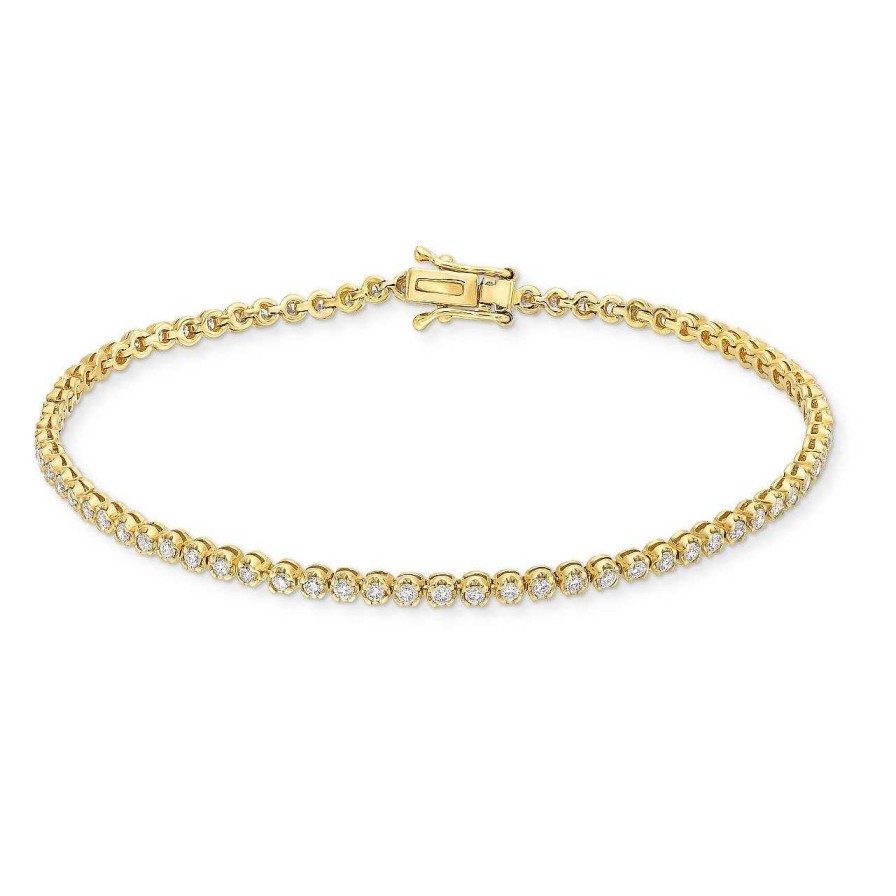 Diamonds Direct Bracelets | Tennis Illusion Diamond Bracelet Yellow Gold 14K