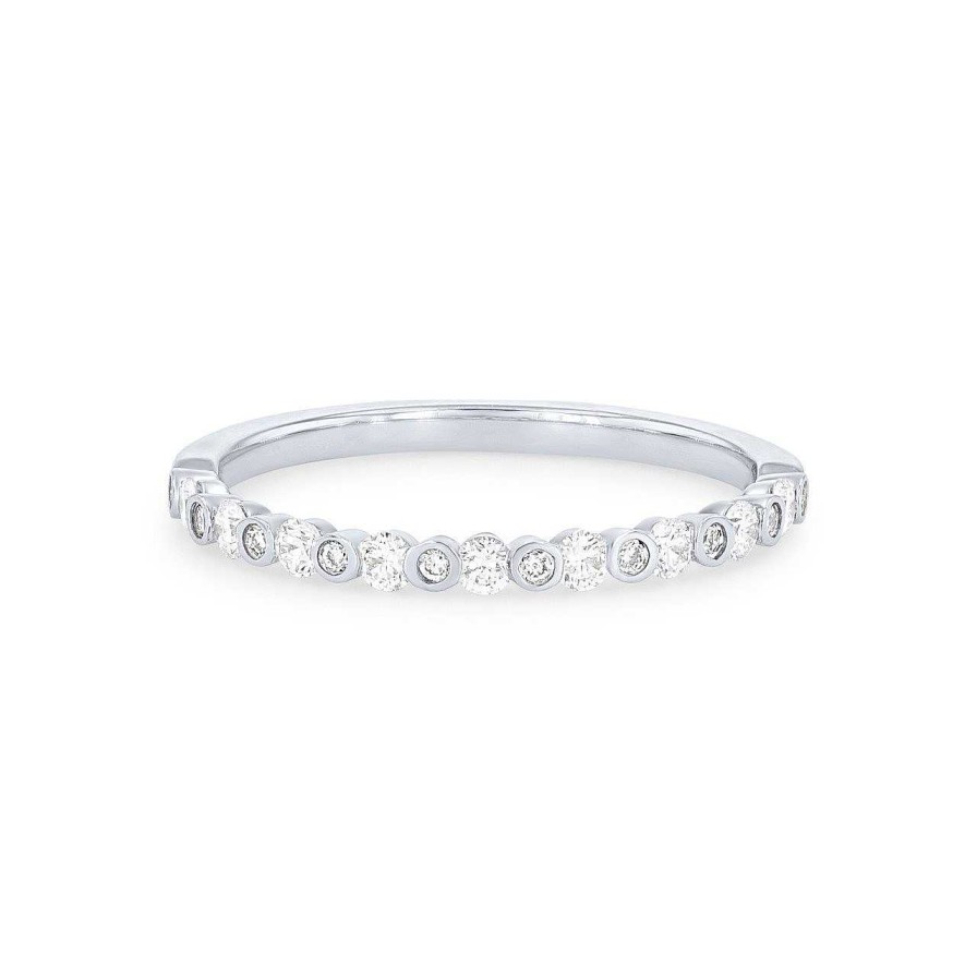 Diamonds Direct Women'S Bands | Alternating Diamond Bezel Wedding Band By A. Jaffe White Gold 14K