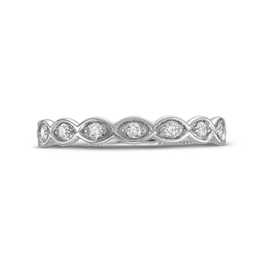 Diamonds Direct Women'S Bands | Verragio Renaissance Scalloped Wedding Band White Gold 14K