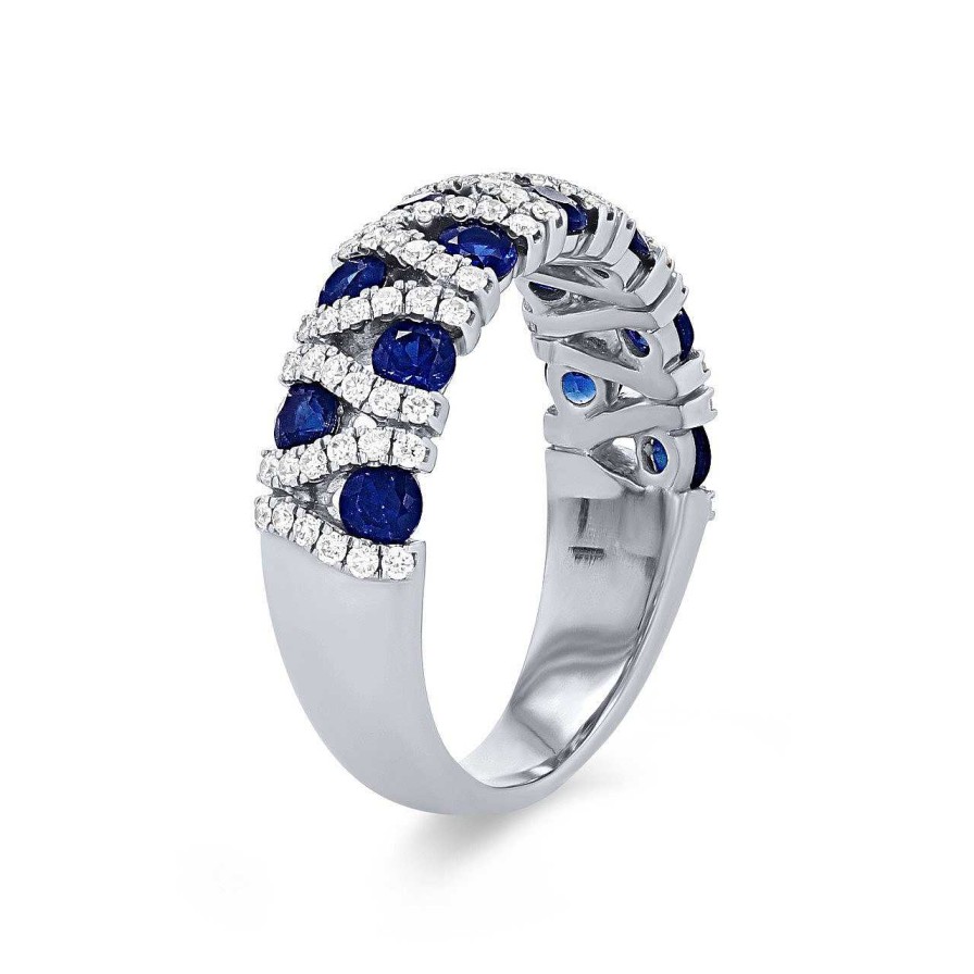 Diamonds Direct Fashion Rings | Offset Sapphire And Diamond Ring